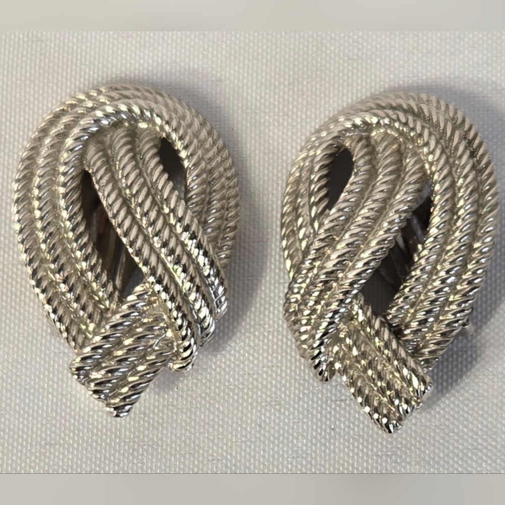Vintage Givenchy Silver Knot Clip-On Earrings
